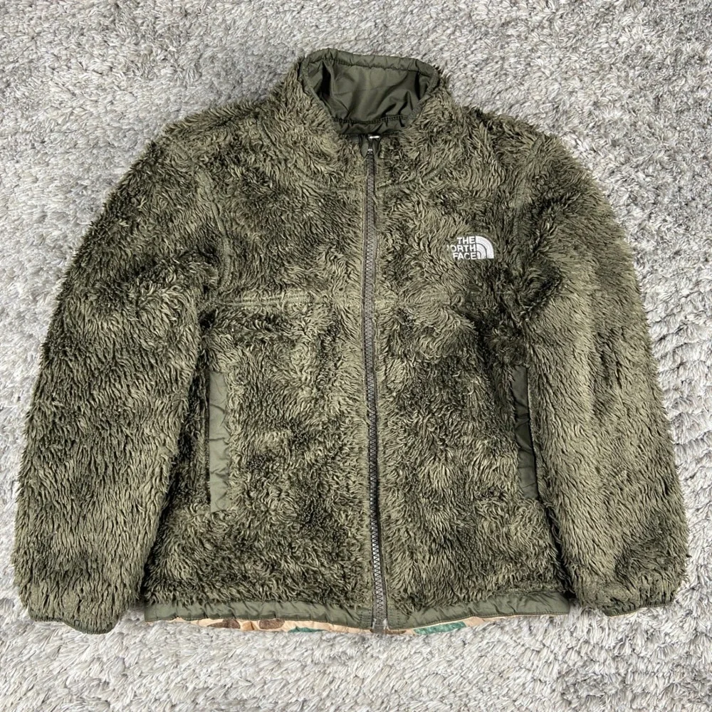 The North Face Reversible Mount Chimborazo Jacket Boys XXS 5 Green Camo Puffer